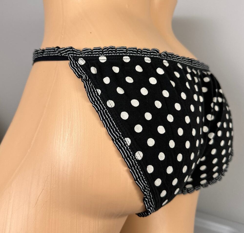 Vintage Victoria's Secret Cotton Lingerie String Bikini Panties Size XL Ruffle